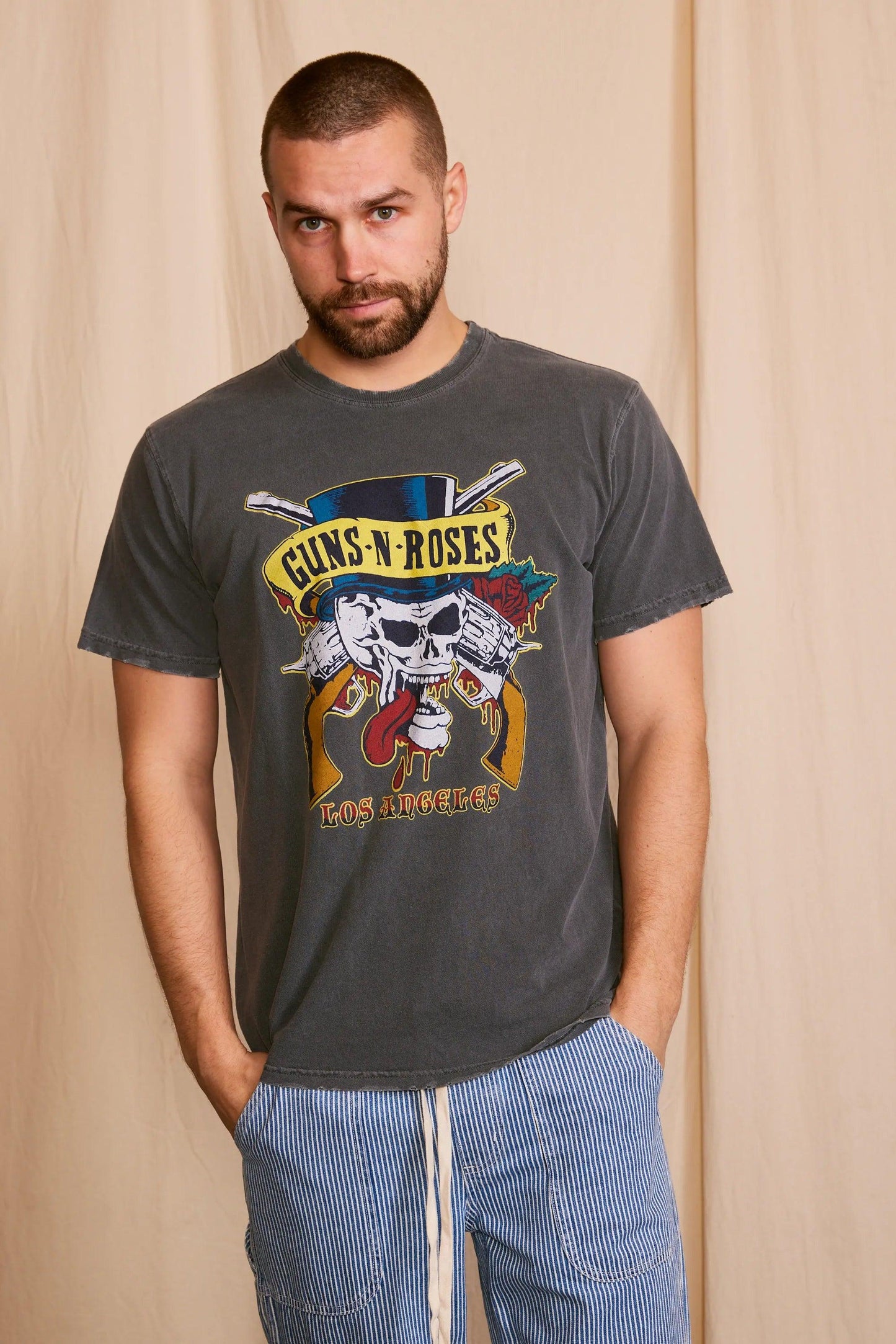 Guns N Roses Los Angeles Top Hat Skull Men's Tee - Life Clothing Co