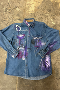 Artisan Hand-Painted Midnight Muse Denim Shirt