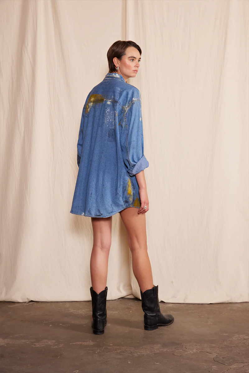 Artisan Hand-Painted Urban Chic Denim Shirt