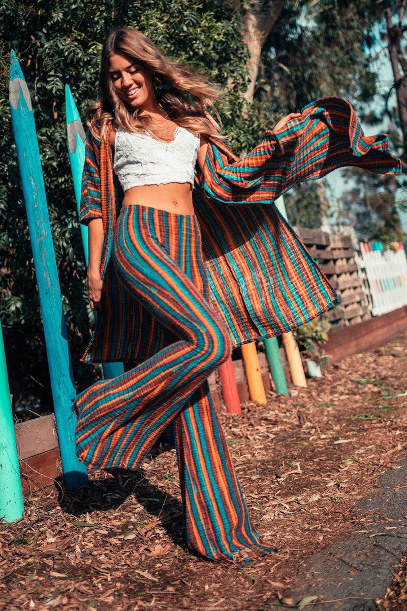 Rainbow Striped Flare Bells - Life Clothing Co